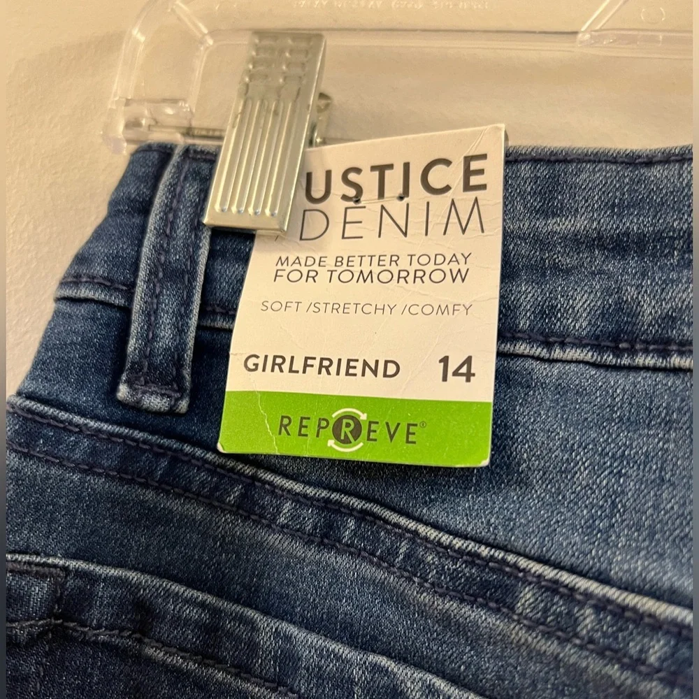 New! JUSTICE•destructed girlfriend crop jeans O.